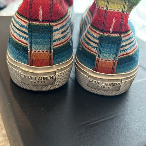 YSL Saint Laurent BEDFORD Stripe Logo High Top Sneaker Rainbow EU 41 US 8 - Picture 4 of 6